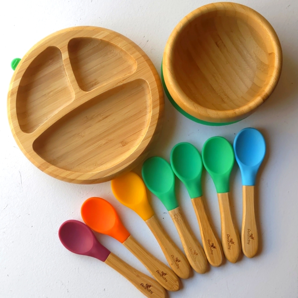 Avanchy Bamboo Silicone Suction Plate Set